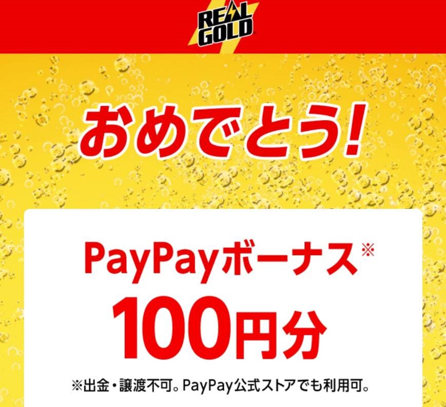 コカ・コーラ様より「PayPayボーナス100円分×２」ネット懸賞（その他）、２口応募