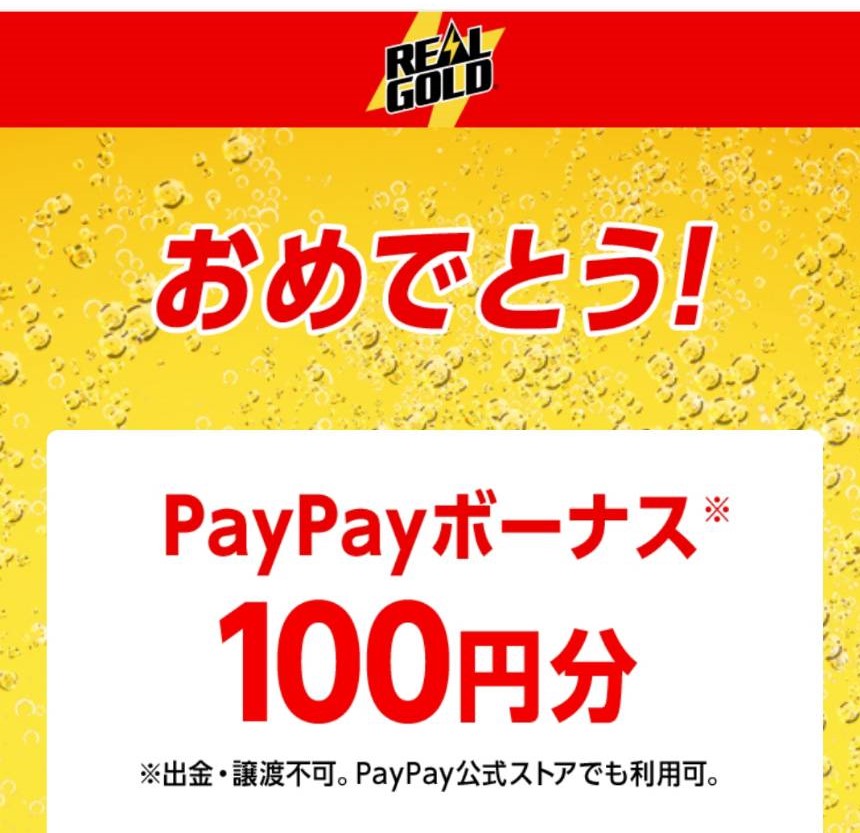 コカ・コーラ様より「PayPayボーナス100円分」ネット懸賞（その他）、1口応募
