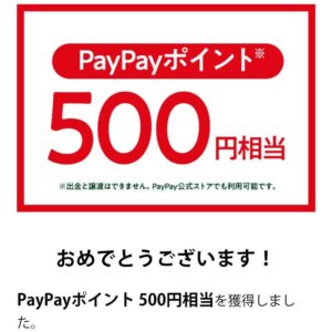 コカ・コーラ様より「PayPayポイント500円分」クローズド懸賞、1口応募